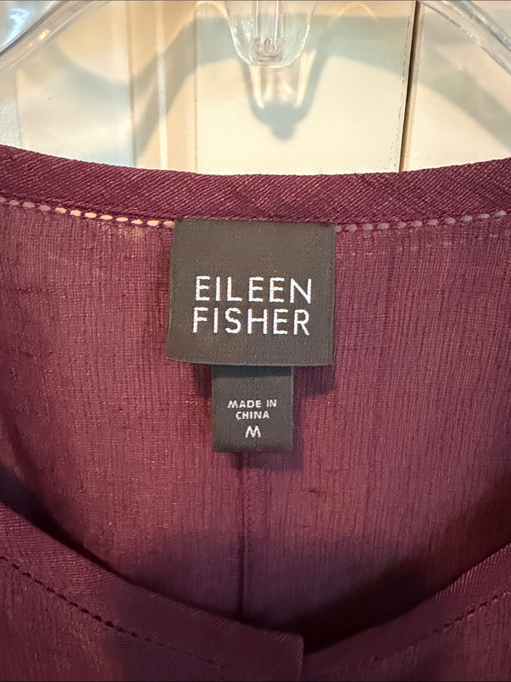 EILEEN FISHER Plum Linen Button-Front Shirt - Picture 2 of 7